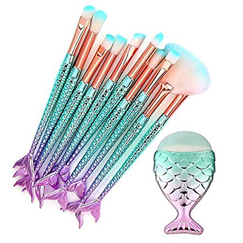 11 Piece Mermaid Makeup Brush Set 