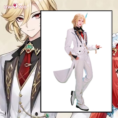 【Pre-sale】Uwowo Collab Series: Game Genshin Impact Kaveh White Suit Men Cosplay Costume - L