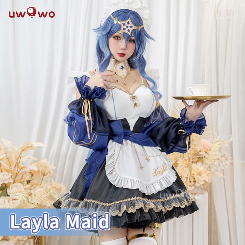 Uwowo Genshin Impact Fanart Layla Maid Dress Cosplay Costume - XXL