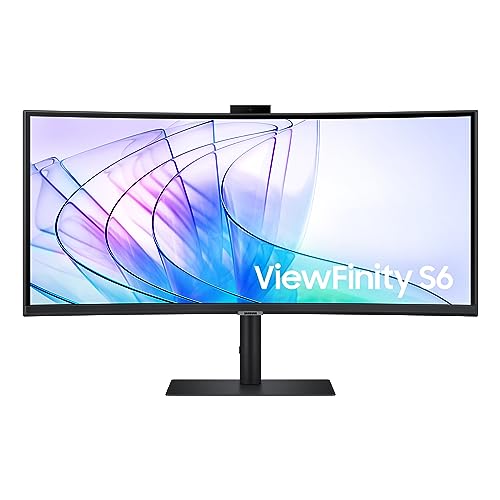 SAMSUNG 34” ViewFinity S65VC Series Ultrawide QHD Curved Monitor, Built-in FHD Camera, HDR10, 100Hz, 350 nit, USB- C, Adjustable Stand, Intelligent Eye Care, LS34C650VANXGO, Black - Black - 34-in Curved - 21:9 + Built-in Camera - + USB-C