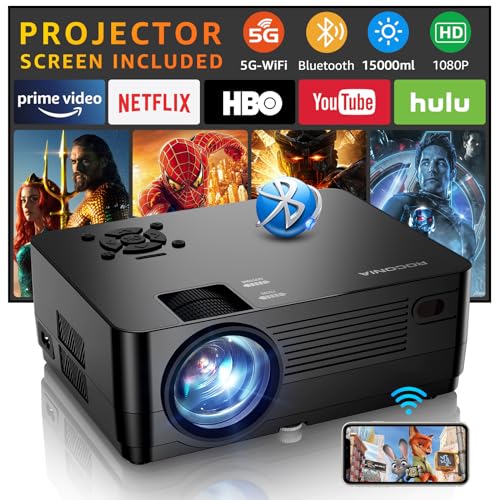 Projector with 5G WiFi and Bluetooth, Native 1080P Projector