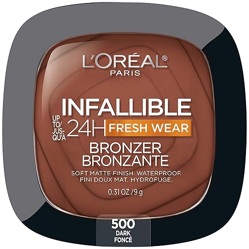 L’Oréal Paris Infallible Up to 24H Fresh Wear Soft Matte Longwear Bronzer. Waterproof, heatproof, Transfer, humidity and sweatproof, Dark, 0.31 oz