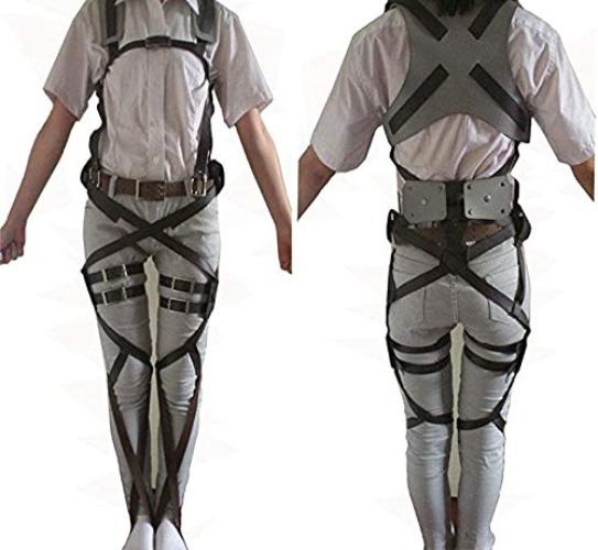 HiRudolph 1 X Cosplay Attack on Titan Shingeki no Kyojin Recon Corps Belt Hookshot Costume, Browen, free size