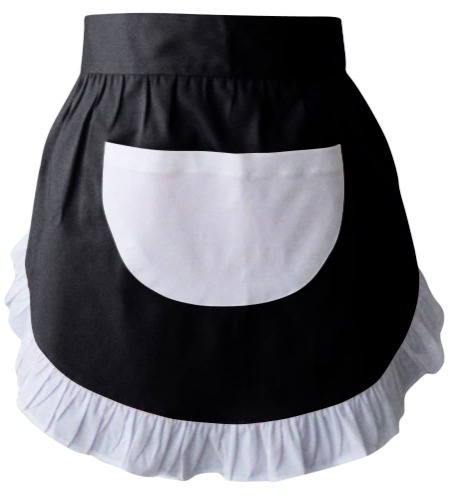 CRB Fashion Waist Apron Kitchen Cooking Restaurant 100% Cotton Bistro Half Aprons with Pockets For Girl Woman - White Black