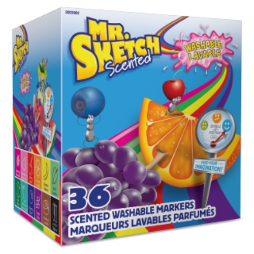 Mr. Sketch Scented Washable Markers, Chisel Tip, Assorted Colours, 36 Count - Markers