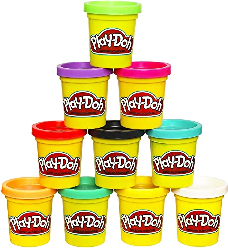 Play-Doh Modeling Compound 10-Pack Case of Assorted Colors, Non-Toxic 2 oz. Cans, Back to School Gifts & Prizes for Students & Classroom, Preschool Toys for Kids, Ages 2+ (Amazon Exclusive) - Multicolor - 2 oz cans
