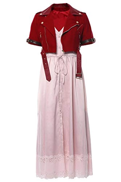 NoryNick Erwachsene Frauen Aerith Gainsborough Cosplay Kostüm FF7 Remake Erwachsene Halloween Rosa Kleid