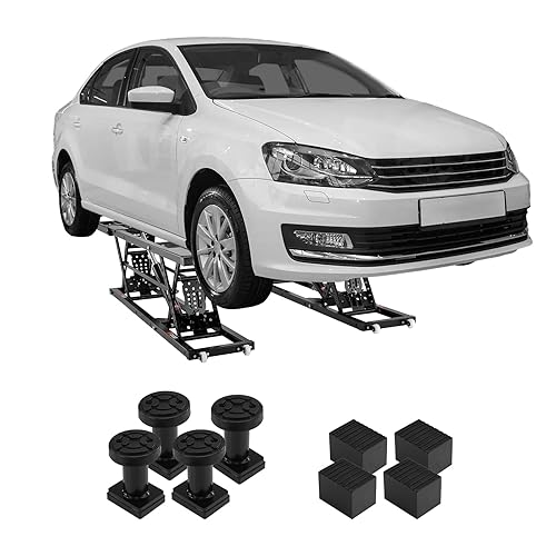 VEVOR Car Lift, 5,000 LBS Capacity Portable Car Lift, with Extended-Length Plates, 25.6" Max. Height, Heavy-Duty Carbon Steel Truck Lift with 120V Power Unit, Auto Car Jack Lifts for Home Garage Shop - 5000LBS