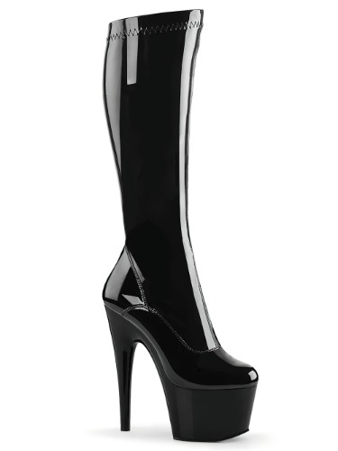 PLEASER Sleek Black Knee Boots with Towering Heels | Black / 9