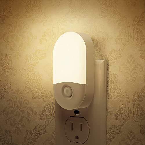 L LOHAS LED Night Lights Plug into Wall, [2 Pack] LED Dimmable Night Light with Light Sensors, 30/60LM Adjustable Brightness Nightlights, Soft White 3000K Automatic Night Light for Kid, Hallway - Soft White