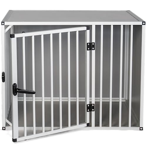 Hundekäfig/Hundebox Bluf - Aluminium Top Qualität Hundekäfig für zuhause, hundetransportbox Auto Alu und transportbox. Europäischer Qualitätsproduktion. (Hundebox L - L91cm x B60cm x H71cm) - Hundebox L - L91cm x B60cm x H71cm