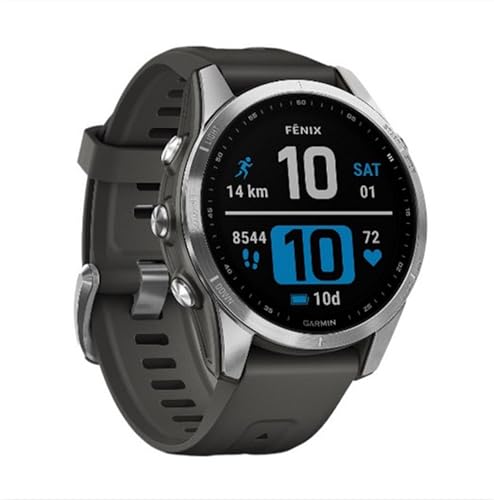 Garmin fenix 7 – GPS-Multisport-Smartwatch mit Farbdisplay und Touch-/Tastenbedienung, TOPO-Karten, über 60 vorinstallierte Sport-Apps, Garmin Music und Garmin Pay. Verschiedene Varianten zur Auswahl. - Graphit - fenix 7S - Single