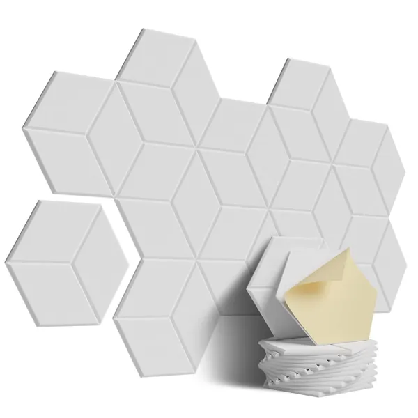 12 PACK Y-Lined Acoustic Foam, Self-adhesive Sound Proof Panels, High Density Fireproof Wall Panels