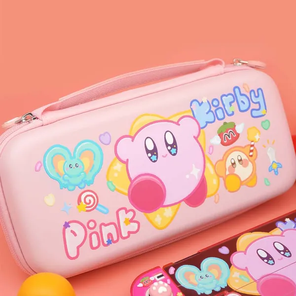 Pink Kirby Switch OLED Carrying Case Kawaii Kirby Travel Bag for Switch