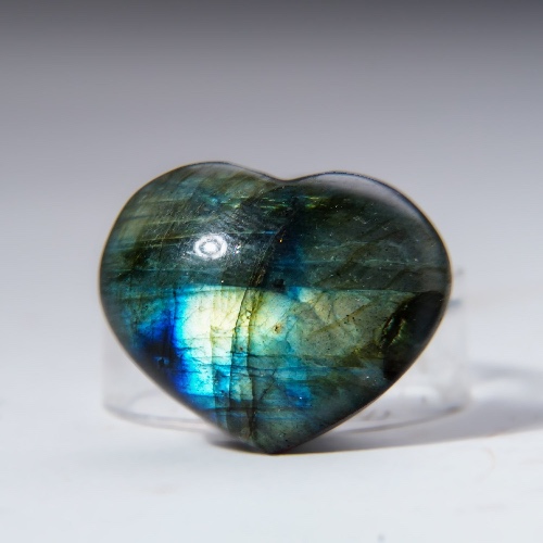 Genuine Polished Labradorite Mini Heart with velvet pouch