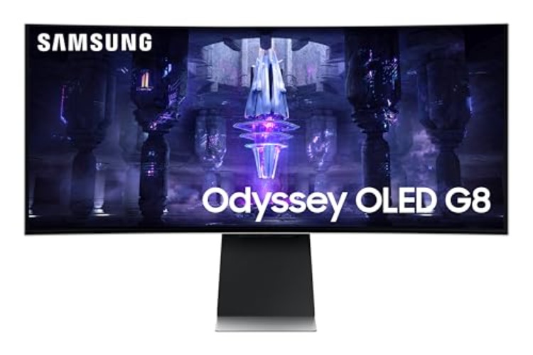 SAMSUNG 34" Odyssey G85SB Series QD-OLED Ultra WQHD Curved Gaming Monitor, 175Hz, 0.03ms, DisplayHDR True Black 400, AMD FreeSync Premium Pro, Advanced Game Streaming, LS34BG850SNXZA, 2023 - 34-inch OLED G8 - Curved - WQHD, 175Hz, .03ms G2G
