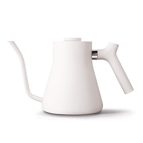 Fellow Stagg Stovetop Pour-Over Coffee and Tea Kettle - Gooseneck Teapot with Precision Pour Spout, Built-in Thermometer, Matte White, 1 Litre - Matte White