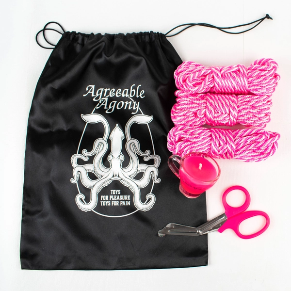 Bondage and Wax Beginner Kit - Rope & Mini Candle with Storage Bag and Safety Shears