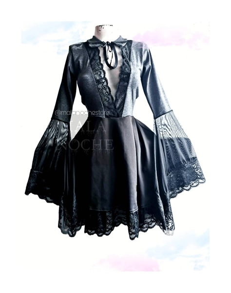Dress Tabitha, goth dress, victorian dress, black dress, short dress, lace dress, mesh dress, grey dress, goth, gothic, dark, women dress