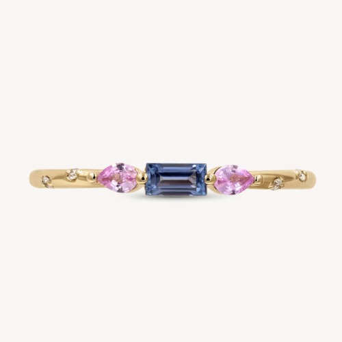 Starry Blue and Pink Sapphire Deco Ring | 7.5