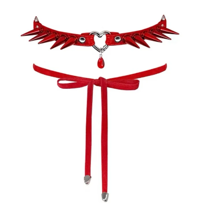 'bloody valentine' spiked choker/garter belt