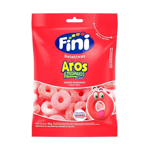 Bala gelatina aros morango 90G fini