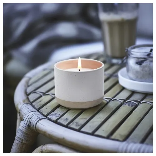 JÄMLIK Vela perfumada bote cerámica - vainilla/blanco 25 hr