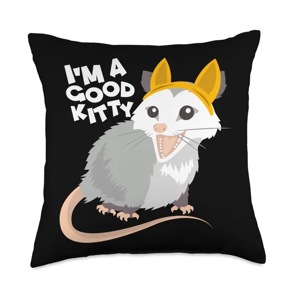 InGENIUS Fake Cat Ugly Critter Animal Gifts Fake Cat Rat Opossum Possum I'm A Good Kitty Funny Pets Throw Pillow, 18x18, Multicolor