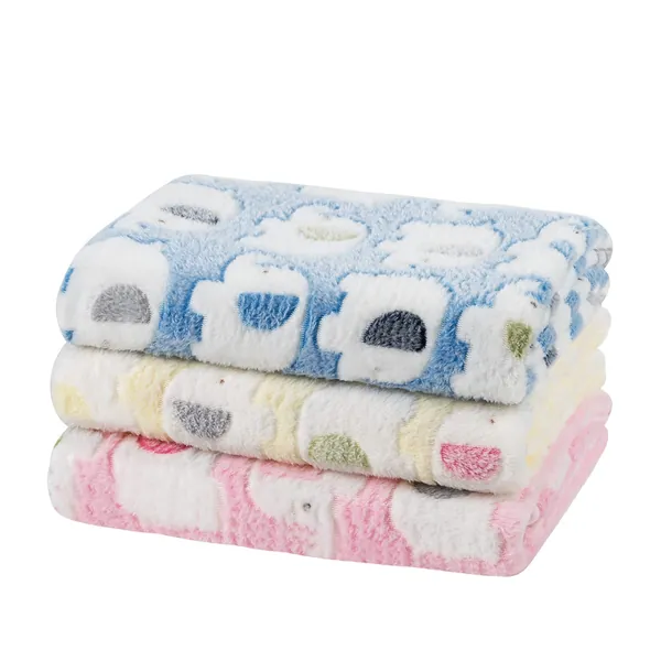 Dono 1 Pack 3 Blankets Soft Fluffy Cute Elephant Pattern Fleece Pet Blanket Warm Sleep Mat Cute Print Design Puppy Kitten Blanket Doggy Mat Paw Print for Animals