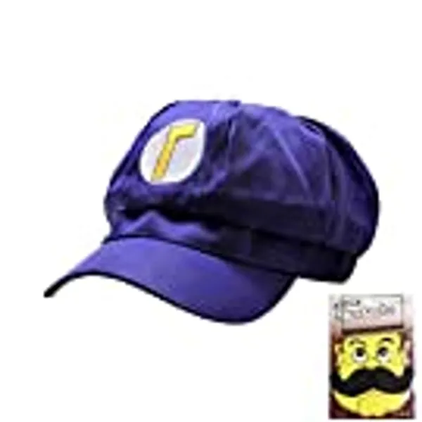 Vanvene Halloween Purple Cap Costume Hat and Beard, Anime Kids Adult Unisex Cosplay Cap Role Play Octagonal Hat