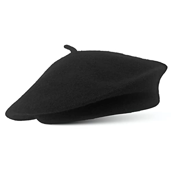 CHAPEAU TRIBE Classic Stretchable Wool French Beret - Black