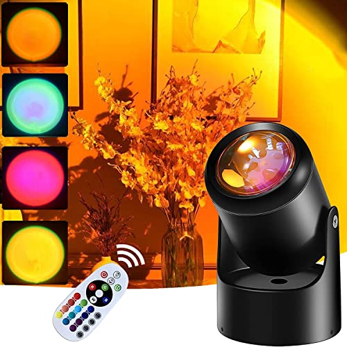 Sunset Lamp,180° Rotation Sunset Projection Romantic Visual Mood Lamp,Sunset Light for Home Decor,Sunset Projection Lamp for Photo /Vlog Shooting,USB Night Light for Party/Festival Gift (RGB) - Rgb