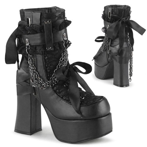 Charade-110 | Black Vegan Leather-Lace Overlay / 8