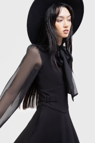 Somber Shadow Dress | XS / Black / 64% Viscose 32% Polyamide 4% Elastane