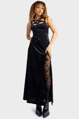 Coma Star Maxi Dress | XS / Black / 58% Polyester 33% Polyamide 9% Elastane