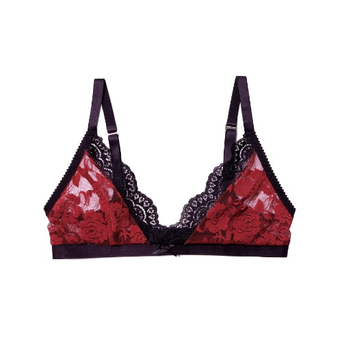 Sally Bralette Red Lace with Black Trim | Red Resurrection Lace / XS