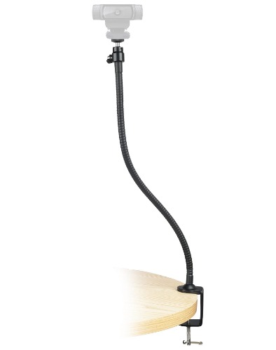 25 inch Flexible Jaw Long Arm Swivel Clamp Mount Stand for Logitech Webcam C922x C922 C930e C930 C920 C615