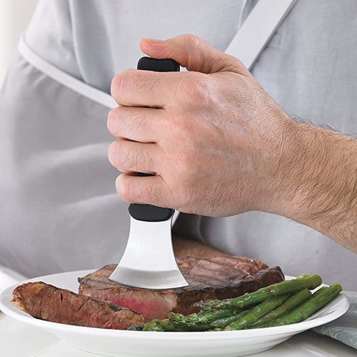 DMI Verti-Grip Curved Cutting Kitchen and Dinner Knife for Individuals with Limited Hand Strength, Steak Knife, Dishwasher Safe, Stainless Steel Blade