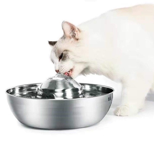 Ofat Home Cat Water Fountain Stainless Steel with Australia Power Adapter, Pet Drinking Fountain Dog Automatic Water Dispenser, 67oz/2L Large Area Ultra-Quiet Driven by Power Bank (360-drinking fountain)