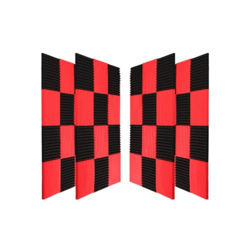 50 Pack Ice Black&Red Acoustic Panels Studio Foam Wedges 1" X 12" X 12" (50Pcs, Black&Red)