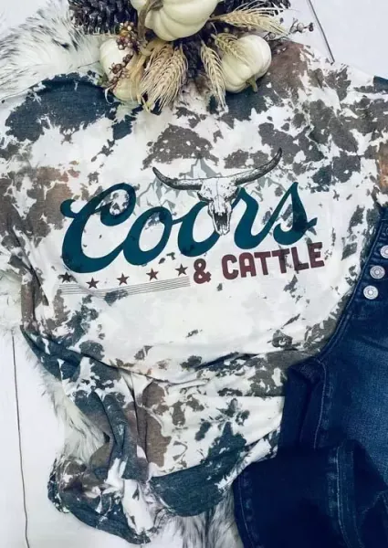 Coors &amp; Cattle Steer&nbsp;Skull Tie Dye T-Shirt&nbsp;Tee - Bellelily