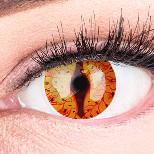 Farbige Feurige Dragon Kontaktlinsen Ohne Stärke mit Gratis Kontaktlinsenbehälter - Stark Deckend und Intensive Farben - Drogon Cosplay Lenses für Halloween Fasching - 0.0 Dioptrien - 8.6 Millimeter - 14.00 Millimeter - 2