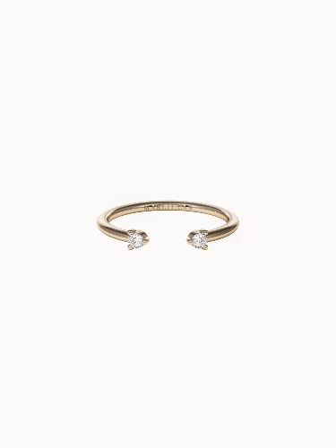 Double Diamond Open Ring - Yellow Gold - N 1/2 (US 7.25)