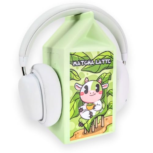 Milk Carton Headphone Stand - Universal Headset Holder - Cute Headphone Stand Hanger - Kawaii Desk Accessories - Pink Gaming Setup - Sturdy Desk Headset Mount (Matcha Latte) - Matcha Latte