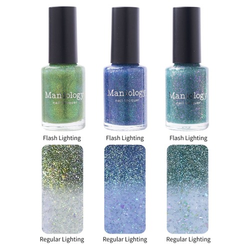 Maniology - Stamping Nail Polish - Morning Dew: 3-Piece Flakies Jelly With Reflective Glitter Nail Polish Set | Default Title