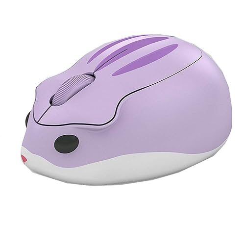 2.4GHz Wireless Cute Hamster Shape Less Noice Portable Mobile Optical 1200DPI USB Mice Cordless Mouse for PC Laptop Computer Notebook MacBook Kids Girl Gift (Purple) - Purple