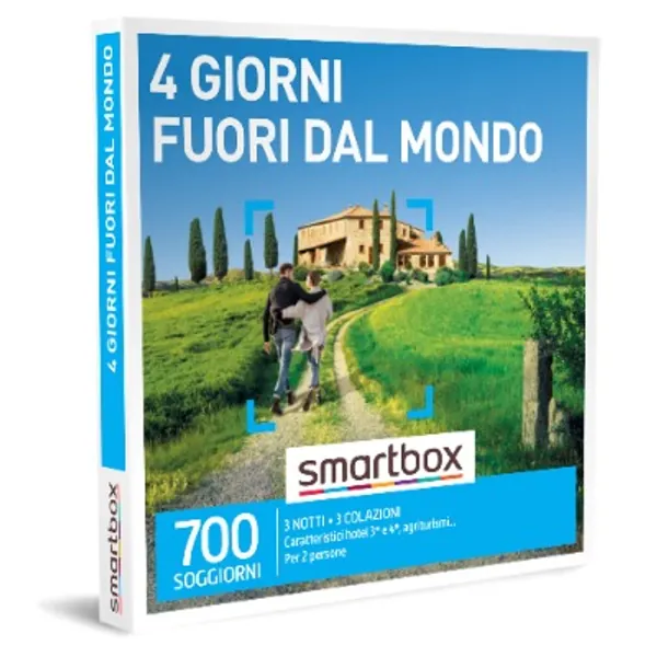 smartbox - Cofanetto Regalo 4 Giorni Fuori dal Mondo - Idea Regalo per Coppie - 3 Notti con Colazione per 2 Persone