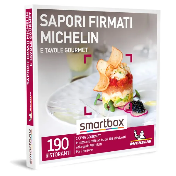 Smartbox - Sapori Firmati Michelin e Tavole Gourmet - Cofanetto Regalo Coppia, 1 Cena Gourmet per 2 Persone, dee Regalo Originale