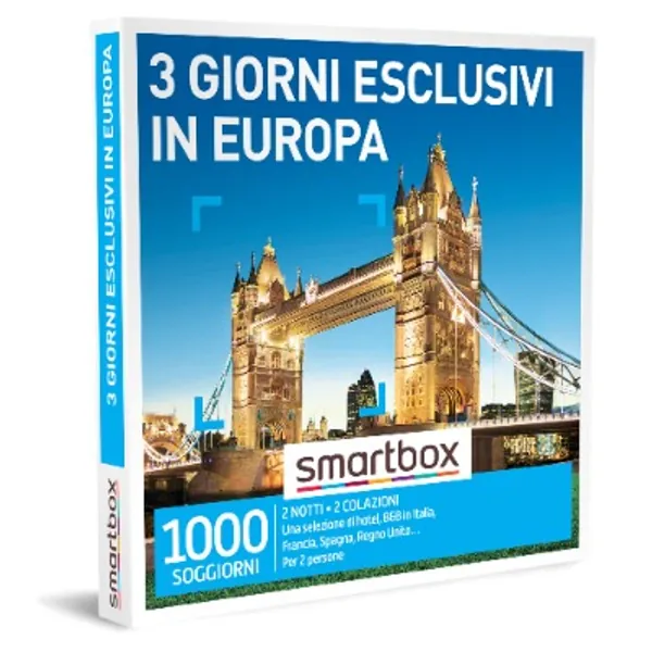 smartbox - Cofanetto Regalo 3 Giorni esclusivi in Europa - Idea Regalo Originale - Due Notti con Colazione per 2 Persone