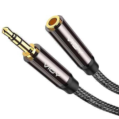 VIOY Headphone Extension Cable 6 FT,[Copper Shell, Hi-Fi Sound] 3.5 mm Male to Female Stereo Audio Cable Nylon Braided Aux Cord for Smartphones, Tablets, Media Player - 6FT